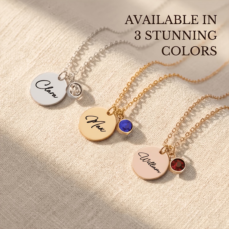 Personalized Stainless Steel Birthstone Name Necklace, Unique Gift